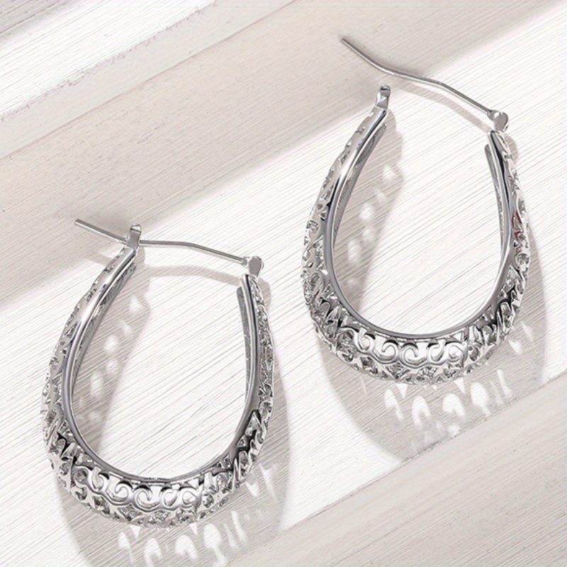Vintage Boho Hoop Earrings for Women Filigree Cutout Floral